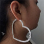 Big Heart Crystal Hoop Earrings for Women  Rhinestones Earrings Statement Jewelry Party Gifts