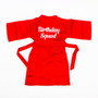 Sample Sale - Kids Satin Red Robes "Birthday Squad" In White Glitter, Size: 8Y