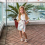 Sample Sale - Kids Satin White Floral Robes "Flower Girl" In Gold Glitter, Size: 2-4T