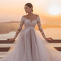 Sexy Illusion Long Sleeve Lace Princess Wedding Dresses