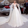 Vintage Princess Wedding Dress V Neck Backless Sequin Beach Bridal Dress