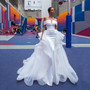 Mermaid Wedding Dresses With Detachable Skirt Off The Shoulder Satin Bridal  Dress