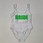 Sample Sale - White Swimsuit, "Bride", in Green Glitter, Size: M