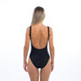 Sample Sale - Black Swimsuit, "babe", in White Glitter, Size: XL