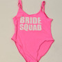 Sample Sale - Pink Swimsuit, "Bride Squad", in White Glitter, Size: 2XL, 3XL