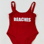Sample Sale - Red Swimsuit, "Beaches", in White Glitter, Size: M
