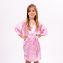 Sample Sale - Kids Satin Pink Robes "Flower Girl" In Silver Glitter, Size: 8Y