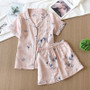 Cotton Pajamas Set Short Sleeve Top + Shorts Cartoon Printed