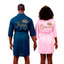 Cotton Waffle-Knit Customized King and Queen Matching Robes for Couples Set