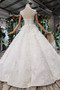 Gorgeous High Neck Ball Gown Cap Sleeves Wedding Dress with Beading D221
