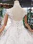 Gorgeous High Neck Ball Gown Cap Sleeves Wedding Dress with Beading D221