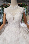 Gorgeous High Neck Ball Gown Cap Sleeves Wedding Dress with Beading D221