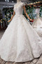 Gorgeous High Neck Ball Gown Cap Sleeves Wedding Dress with Beading D221