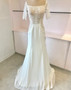 Off Shoulder Half Sleeves Lace Mermaid Wedding Dress W707