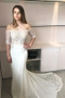 Off Shoulder Half Sleeves Lace Mermaid Wedding Dress W707