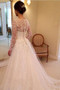 Charming V Neck Long Sleeves Sweep Train Lace Wedding Dresses W571