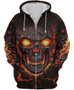 Lava Fire Skull Head Full 3D Printed Zip Hoodie