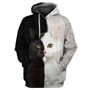 Cat Lover Black & White Cat 3D Printed Hoodie