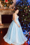 Light Blue Elegant Spaghetti Straps Plus Sizes Long Princess Prom Dresses M1081