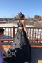 Beautiful Black Satin Prom Dresses Modest A-ling Party Gowns M1080