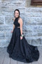 Beautiful Black Satin Prom Dresses Modest A-ling Party Gowns M1080