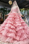 Beautiful Long Sleeves Pink Princess Dresses Elegant Long Wedding Dresses W0026