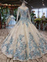 Newest Long Sleeves Ball Gown Wedding Dresses With Appliques W00251
