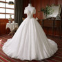 Pretty Sequin Shiny Ball Gown Modest Long Wedding Dresses Bridal Gowns W0020