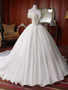 Pretty Sequin Shiny Ball Gown Modest Long Wedding Dresses Bridal Gowns W0020