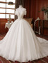 Pretty Sequin Shiny Ball Gown Modest Long Wedding Dresses Bridal Gowns W0020