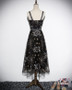 Cute Tea Length Simple A-line Black Prom Dresses Casual Party Dress M1067