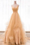 Spaghetti Straps V-neck Lace Up Back Long Princess Prom Dress Cute Dresses M1032