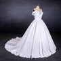 Simple Off The Shoulder Ivory Satin Wedding Dresses Lace Up Wedding Gowns M838