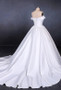 Simple Off The Shoulder Ivory Satin Wedding Dresses Lace Up Wedding Gowns M838