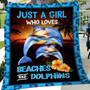 Just A Girl Who Loves Beaches And Dolphins Christmas Gift Quilt