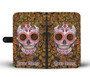 Personalized Customized Love Sugar Skull Butterfly Art Wallet Phone Case