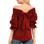 Loose Off Shoulder Bowknot Top