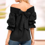 Loose Off Shoulder Bowknot Top