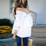 Loose Off Shoulder Bowknot Top