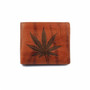 Weed Leaf Wallet - Leather Bifold - Cannabis Marijuana Imprint