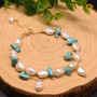 Freshwater Pearl And Turquoise Stone Bracelet