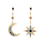 Mismatched Star and Moon Dangle Earrings