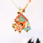 Cute Birdhouse Pendant Necklace