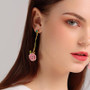 Long Pink Flower Dangle Earrings