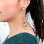Crystal Eyes With Moon & Star Charms Dangle Earrings