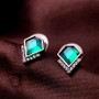 Geometric Emerald Stud Earrings