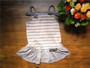 Pet Dog Dresses Braces Dog Skirt Red and Heather Grey Stripe