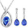 Austrian Crystal Teardrop and Flame Necklace & Earrings Fashion Jewelry Set