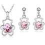 Crystal Flower Bear Necklace & Earrings Fashion Jewelry Set