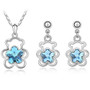 Crystal Flower Bear Necklace & Earrings Fashion Jewelry Set